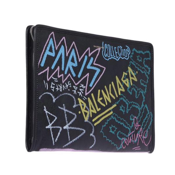 バレンシアガ クラッチバッグ コピー Bazar Graffiti Clutch in Arena Leather 8112319